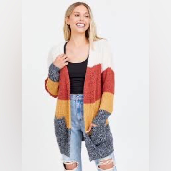 Altar'd State Sweaters - New! Altar’d State Soft Striped Maxi Duster Cardigan